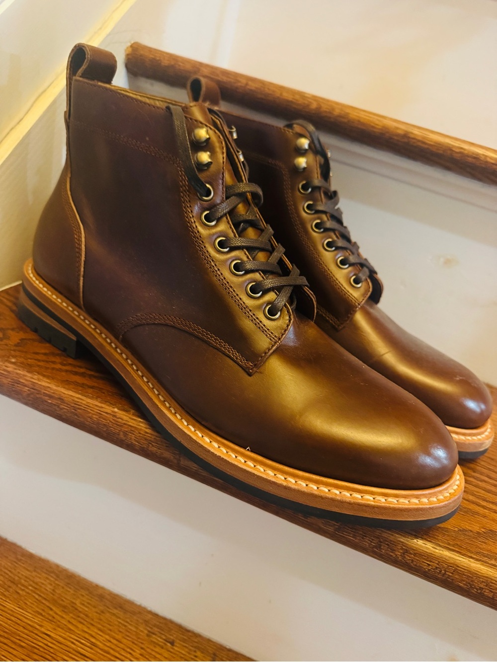 Men's Brown Leather Lace-Up Work Boots